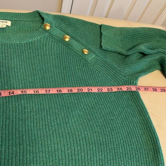 J. Crew Women’s Button Raglan Cotton Blend Crewneck Sweater Kelly Green Size XL - Picture 6 of 12
